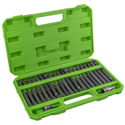 MALETÍN DE 42 PUNTAS HEXAGONALES, 12 CANTOS Y TORX DE 1/2" Y 3/8"