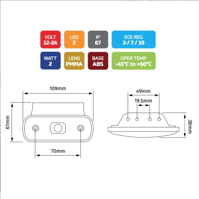 PILOTO DE POSICION LED 12-24V COLOR ROJO