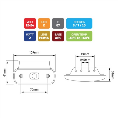 PILOTO DE POSICION LED 12-24V COLOR ROJO